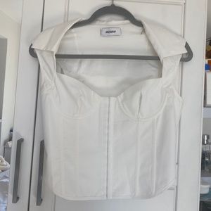 Danielle Guizio Women's White Collared Bustier Top